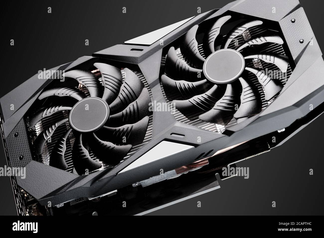 Modern graphic computer card isolated on the gradient background. Studio shot Stock Photo
