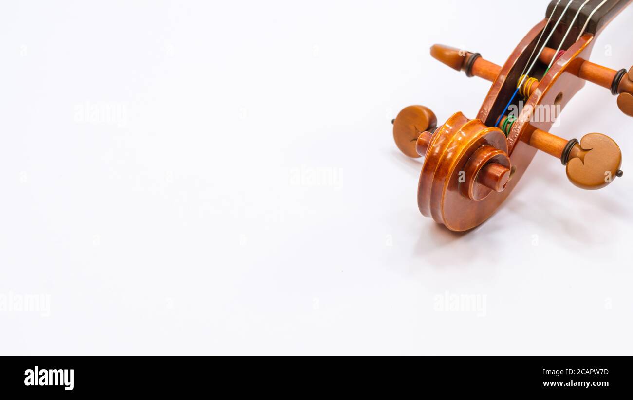 violin part detail musical instruments close up with copy space Stock