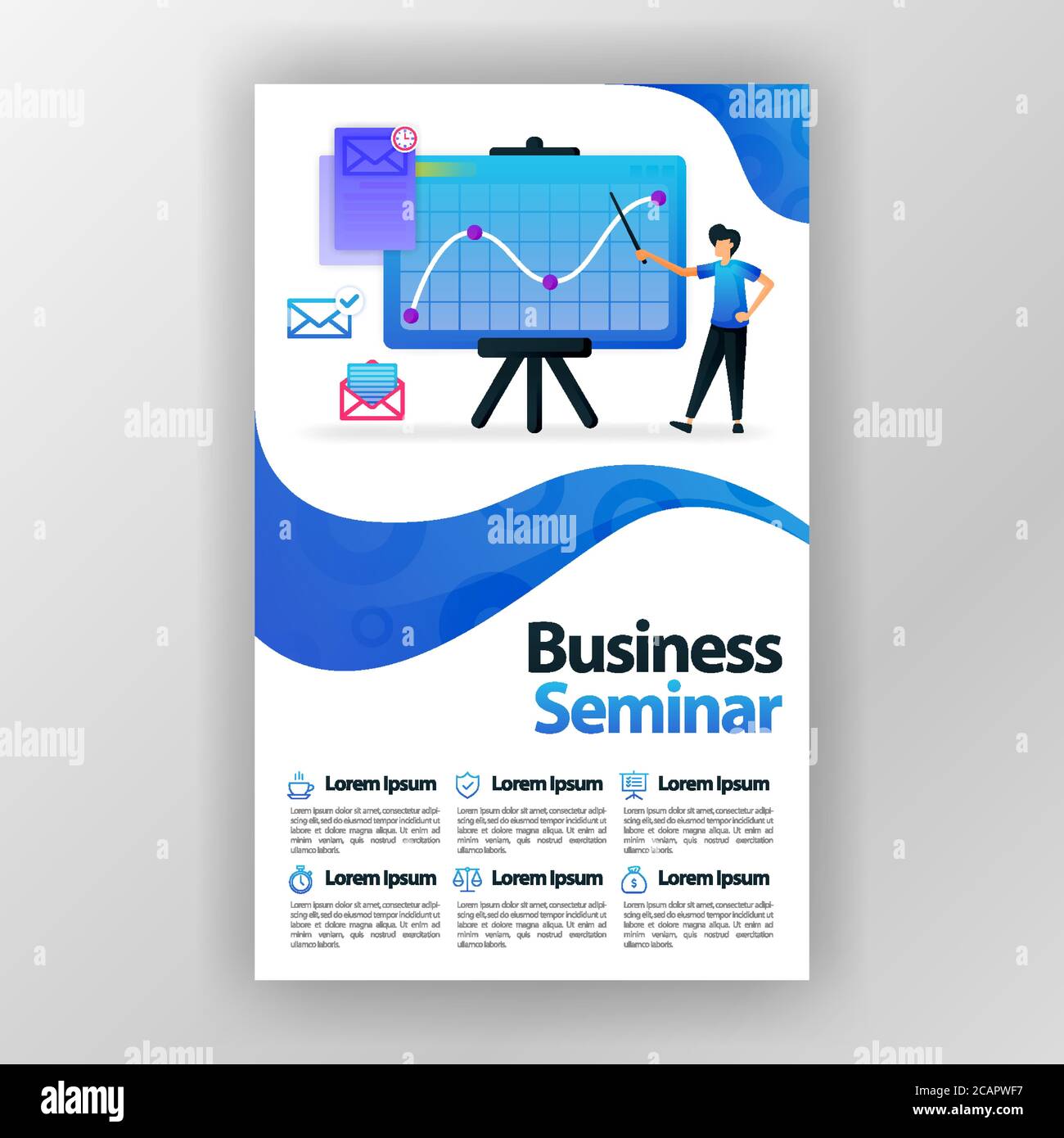 business seminar design concept poster with flat cartoon illustration ...