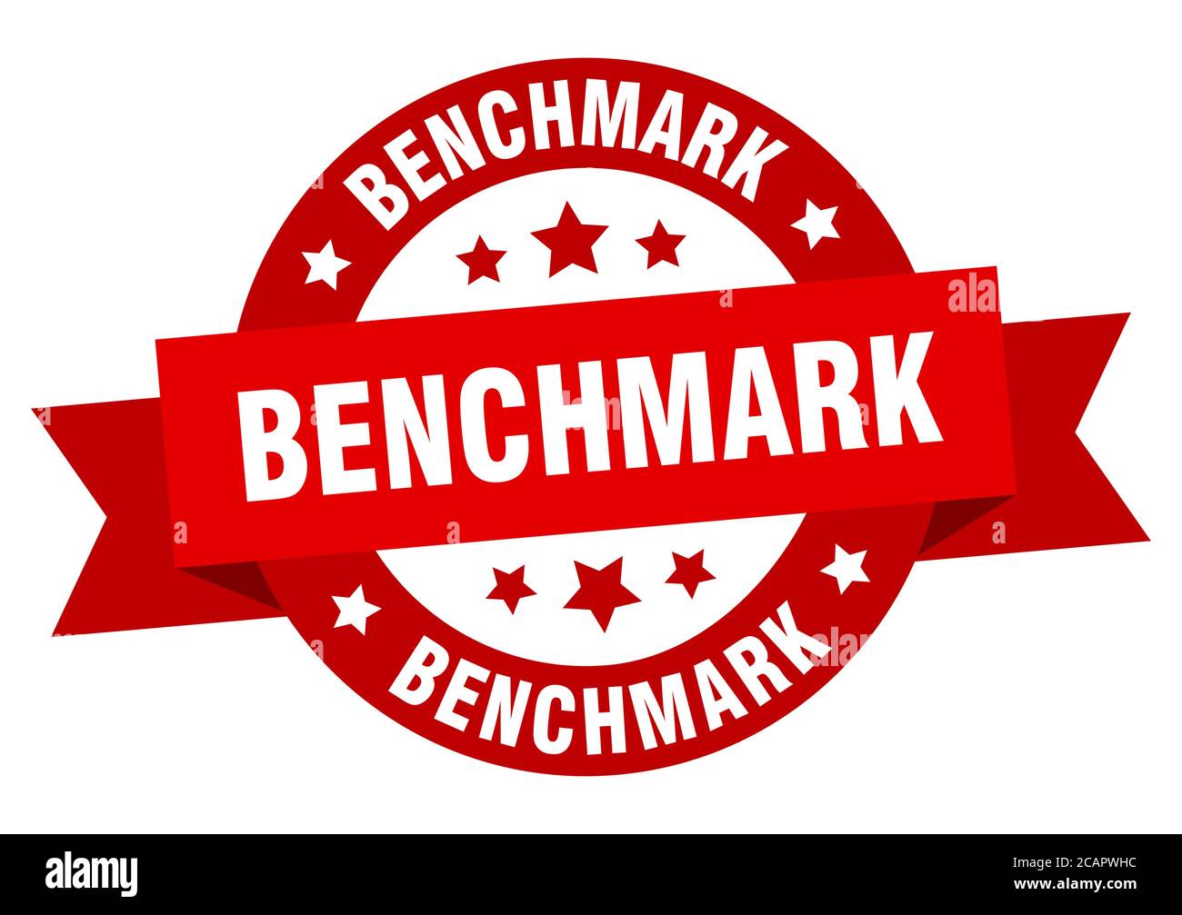 benchmark round ribbon isolated label. benchmark sign Stock Vector