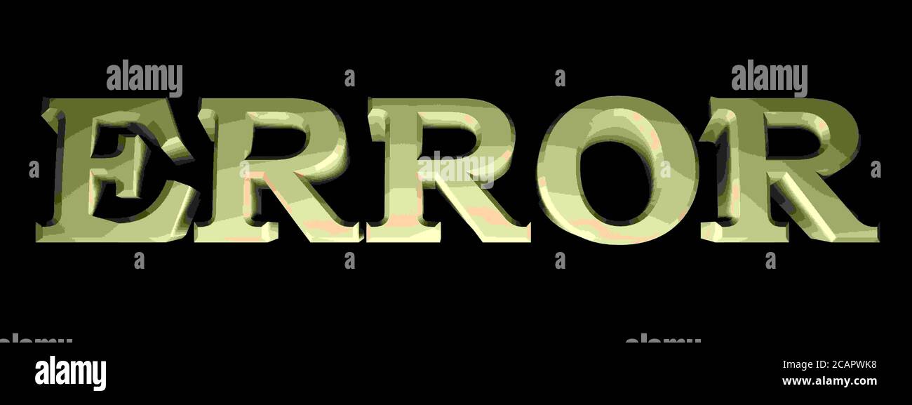 ERROR yellow write on black background 3D rendering illustration