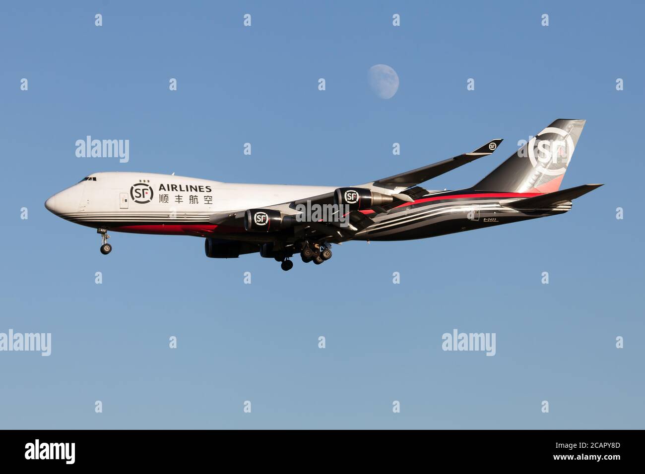 Liege, Belgium. 30th July, 2020. SF Airlines Boeing 77-400ER freighter arriving at Liége Airport. Credit: Fabrizio Gandolfo/SOPA Images/ZUMA Wire/Alamy Live News Stock Photo