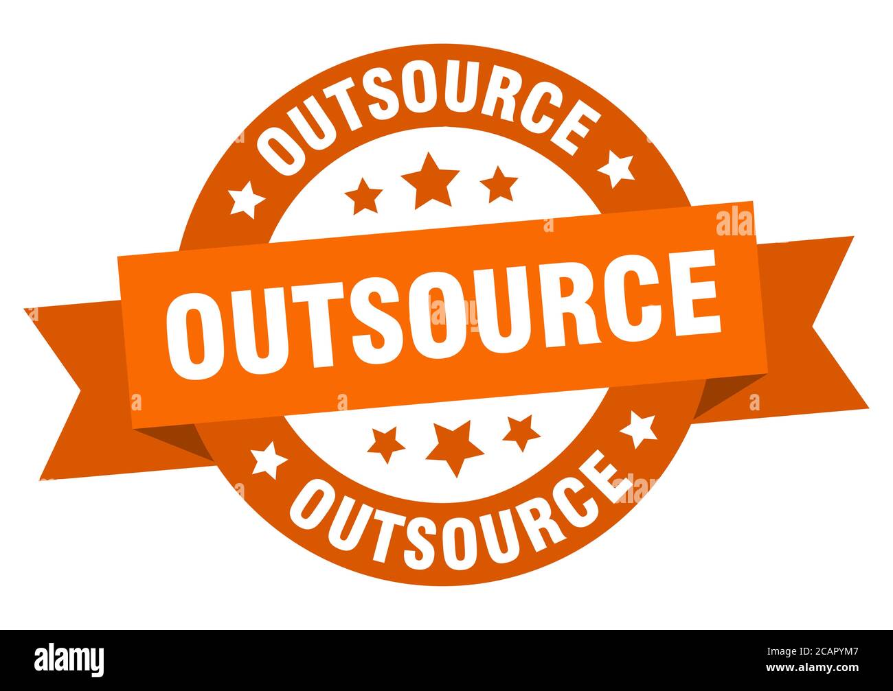 outsource round ribbon isolated label. outsource sign Stock Vector