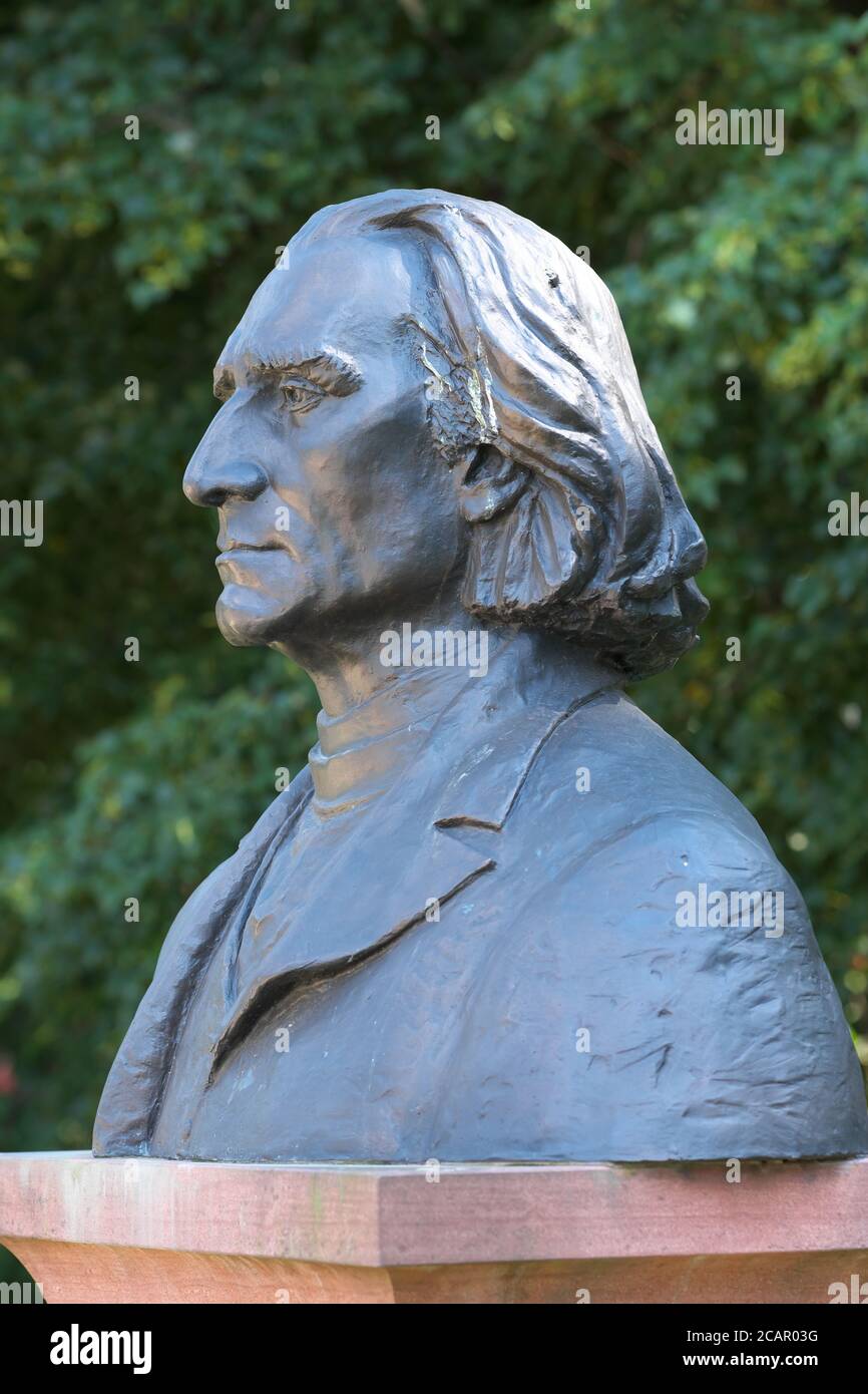 Statue of Franz Liszt, Hungarian composer and pianist in Lazienki Park Warsaw Stock Photo