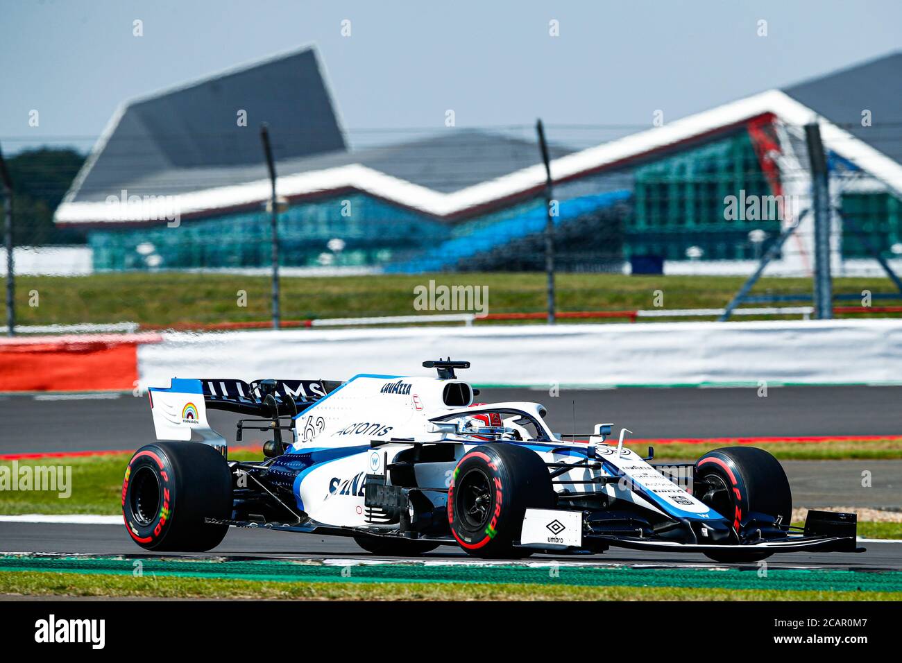Williams George Russell during third practice of the 70th Anniversary Formula One Grand Prix at Silverstone Race circuit, Northampton. Stock Photo