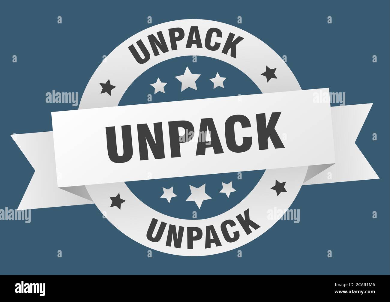 unpack round ribbon isolated label. unpack sign Stock Vector Image ...
