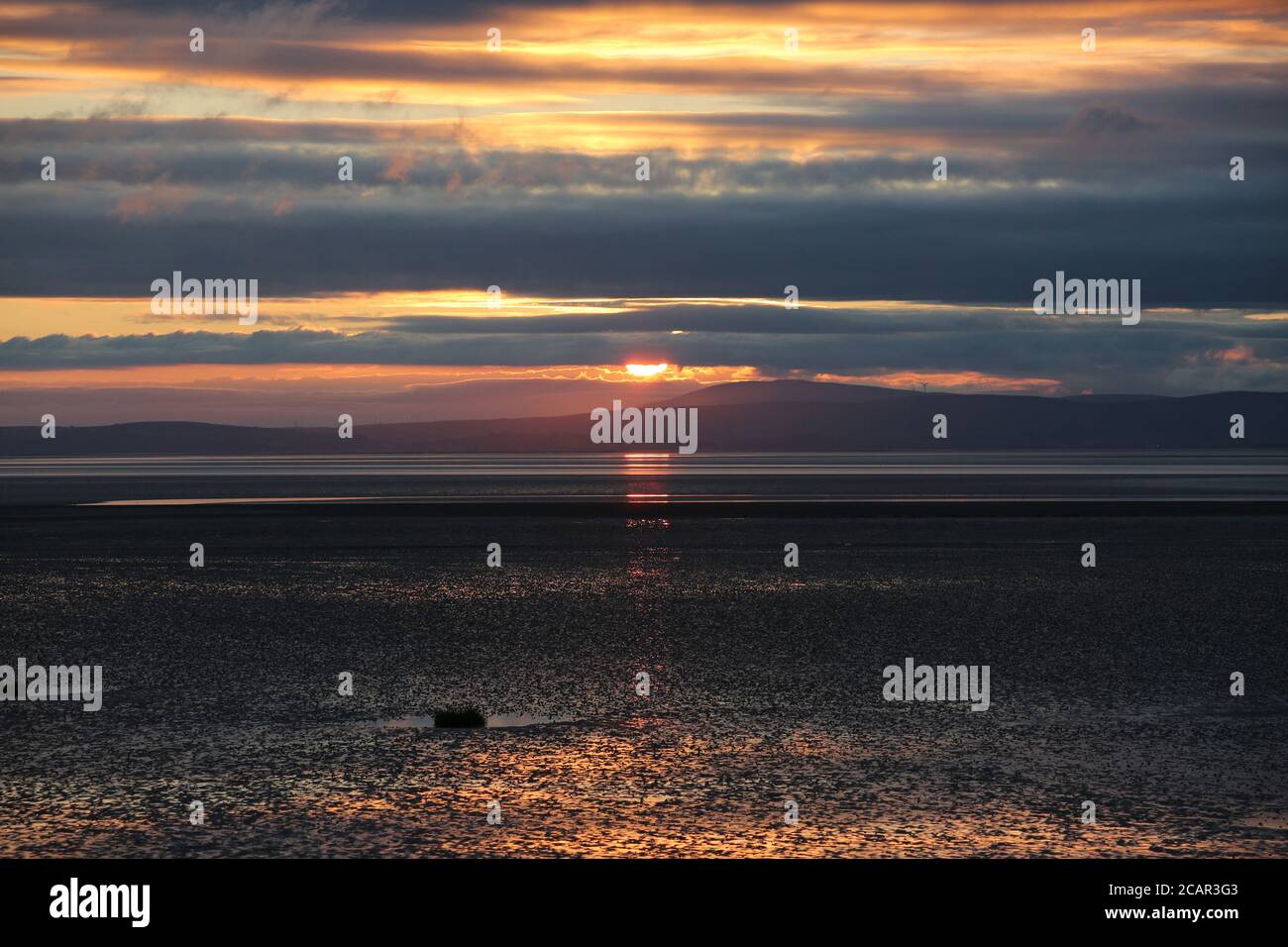 Dramatic Morecambe Bay sunset from Hest Bank shore Stock Photo Alamy
