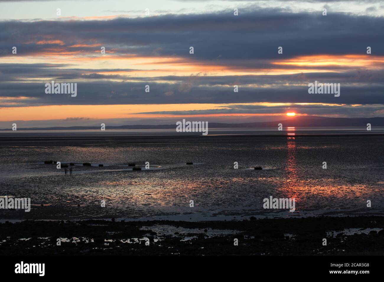 Dramatic Morecambe Bay sunset from Hest Bank shore Stock Photo Alamy