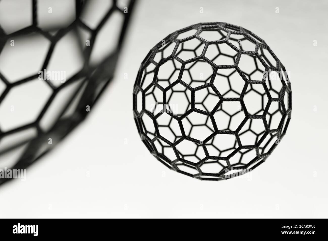3D rendering of fullerene ball on white background Stock Photo