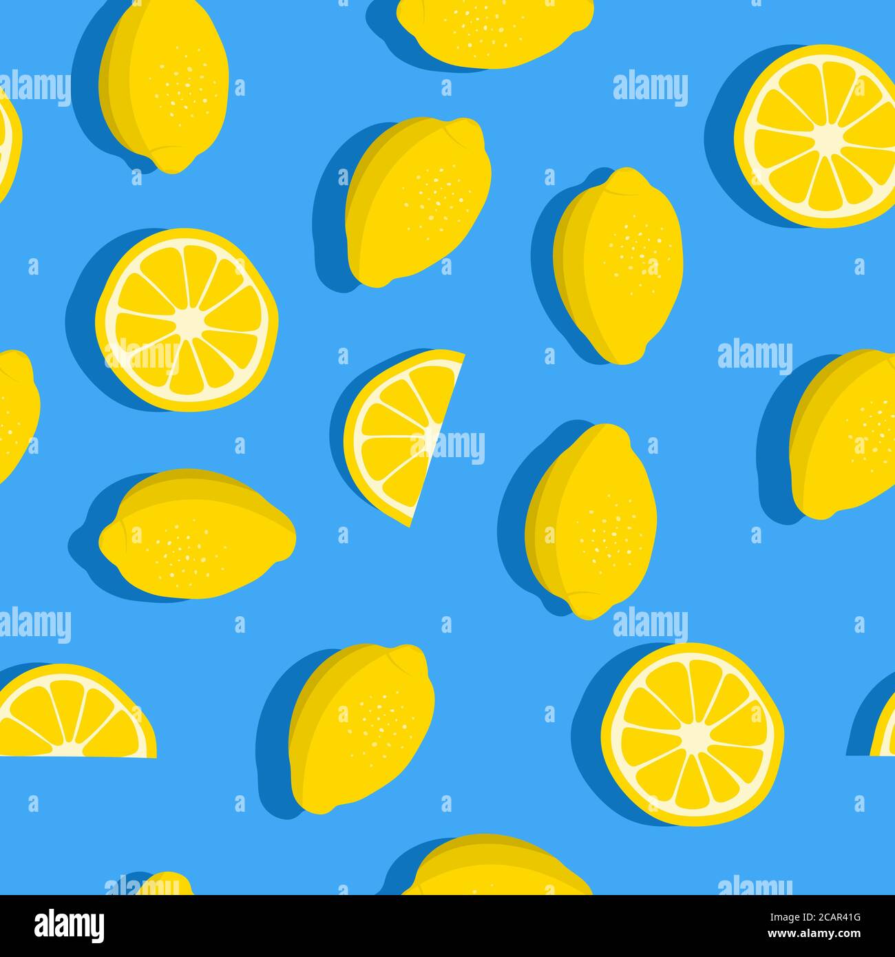 Lemons background. Seamless pattern with fresh fruits. Vector illustration. Stock Vector