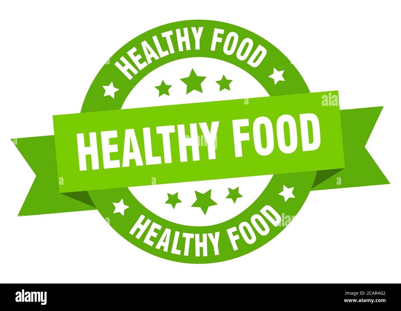 healthy food round ribbon isolated label. healthy food sign Stock ...