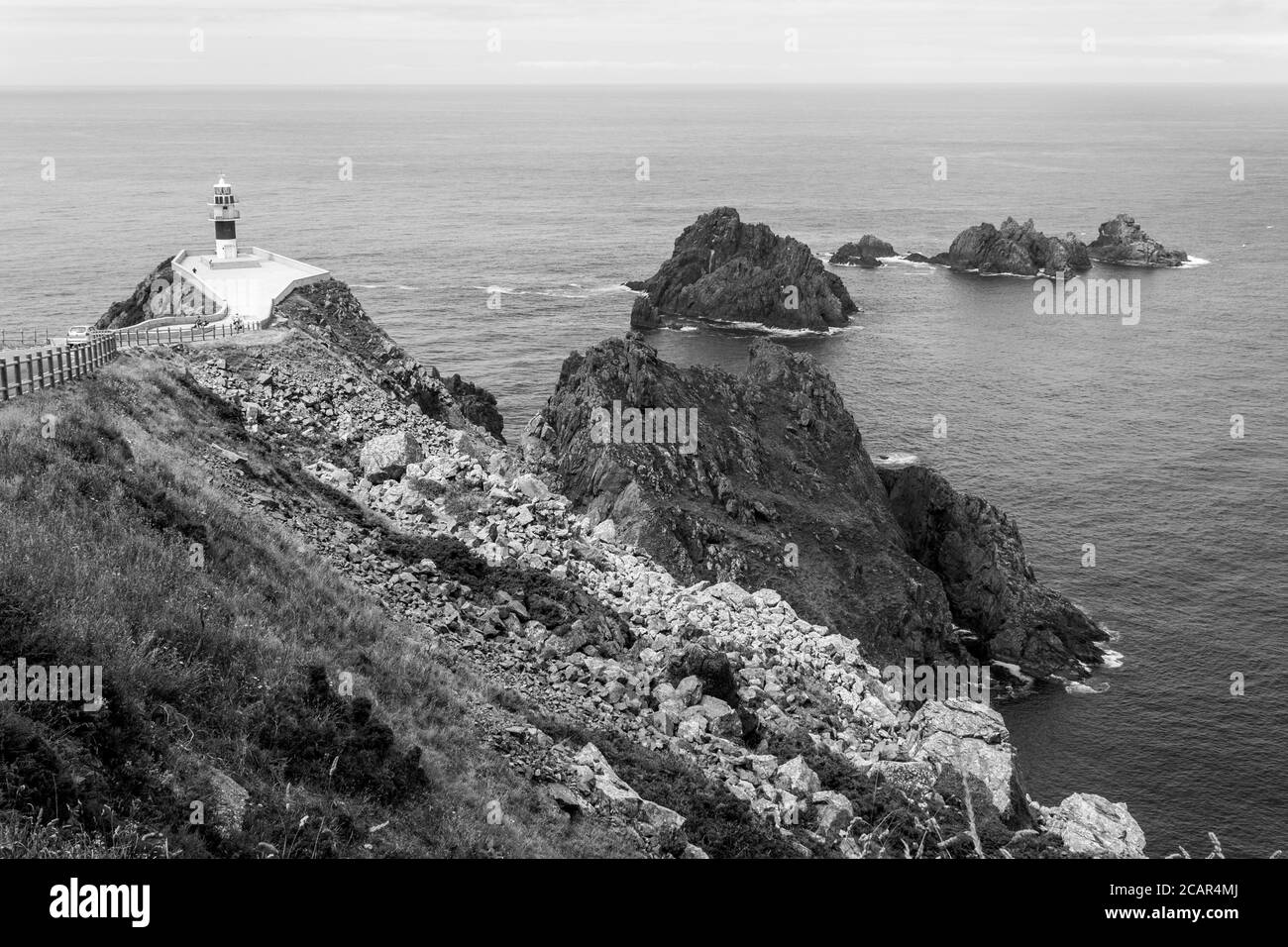 Carino, Spain. The lighthouse at Cabo Ortegal, a cape in Galicia Stock Photo