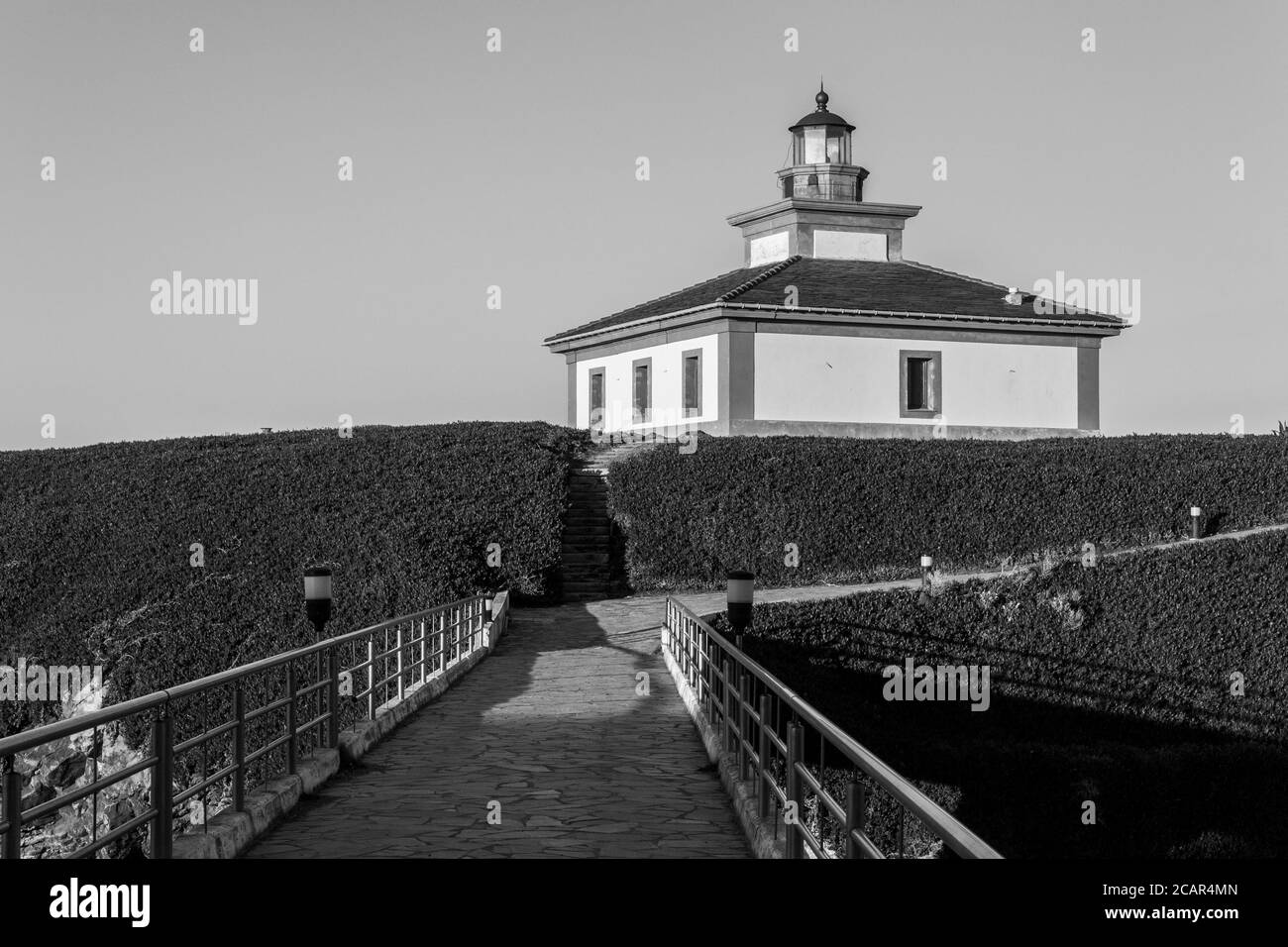 Ribadeo, Spain. The lighthouse at Illa Pancha, an island in the coast of Galicia Stock Photo