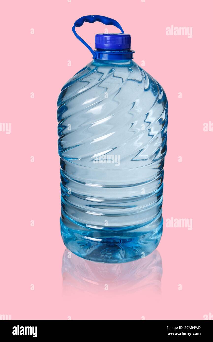 Big bottle of water on pink background, Five liters Stock Photo