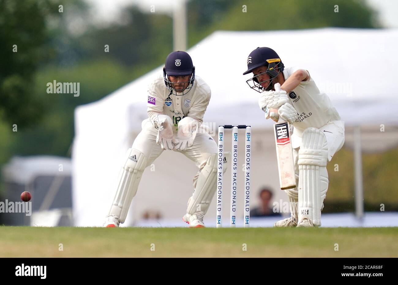 Middlesex's Nathan Sowter in action during day one of The Bob Willis Trophy match at Radlett Cricket Club, Radlett. Stock Photo