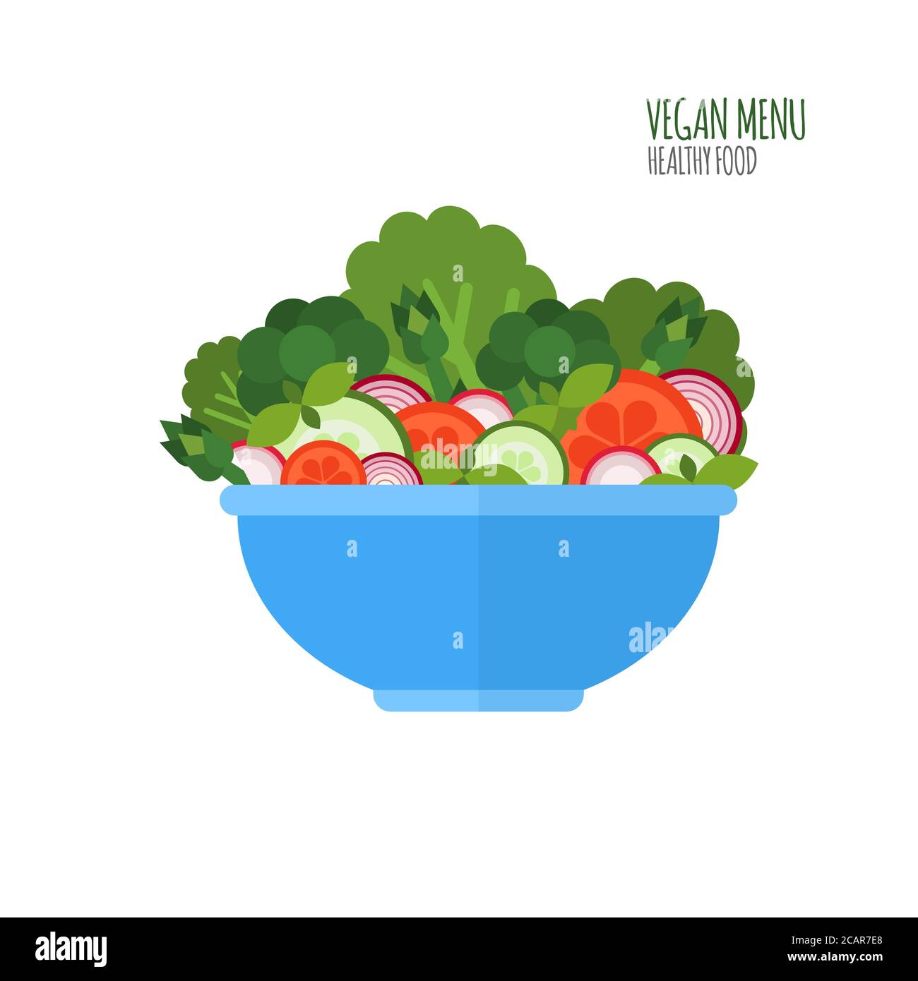 Salad bowl. Salad ingredients. Vegan menu. Food icon. Healthy food