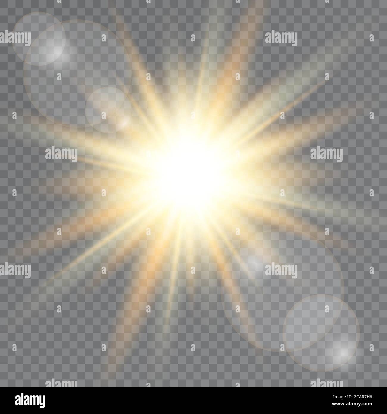 Sunlight on transparent background. Lens flare Vector illustration. Stock Vector