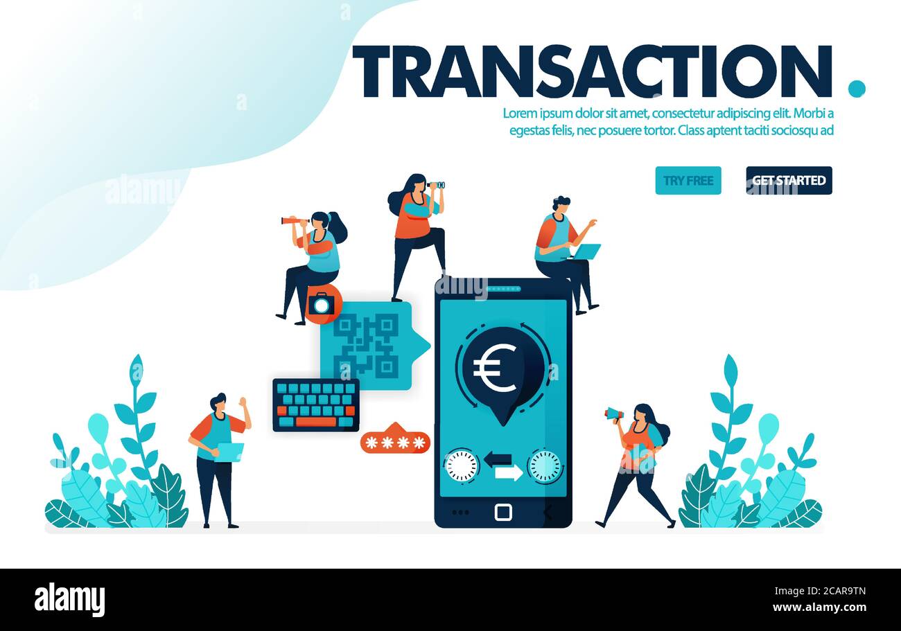 Vector illustration safe mobile banking. Transfers and bill payments with mobile cashless system