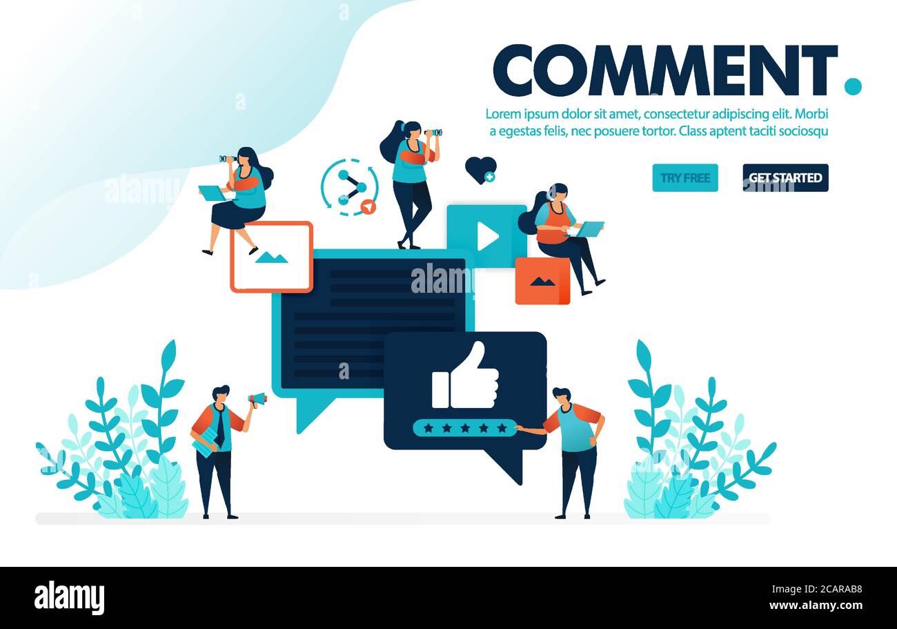 vector illustration comments & thumb up. people give like and thumb up ...