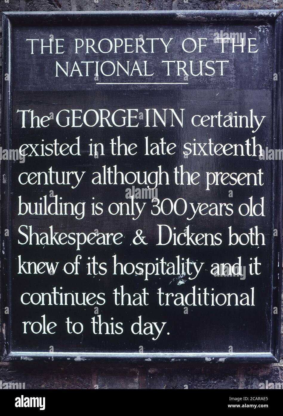 The George or George Inn public house sign, Borough High Street, Southwark, London, England, UK Stock Photo