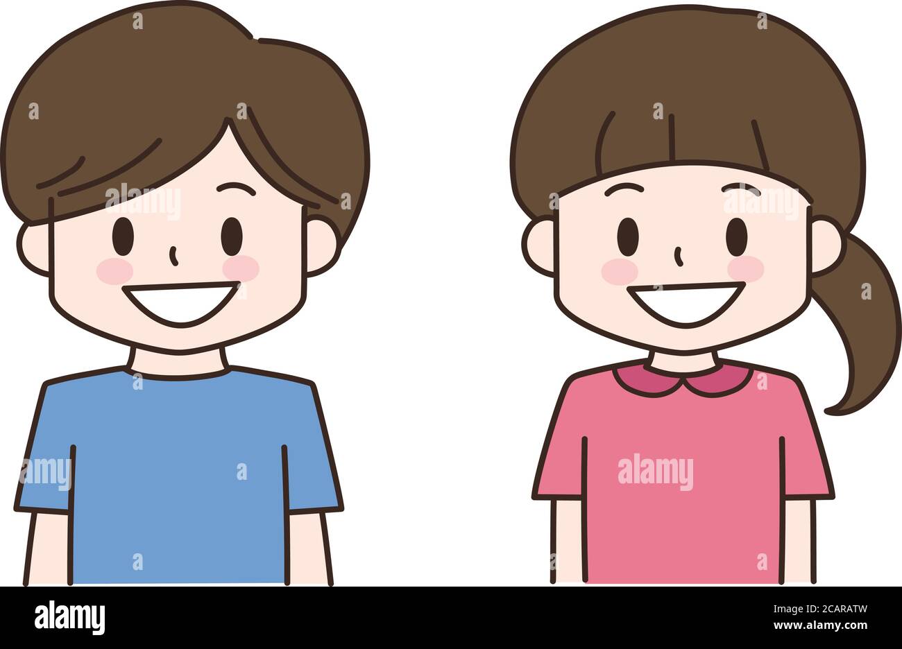 Boy and girl smiling. Vector illustration in cartoon style isolated on white background. Stock Vector