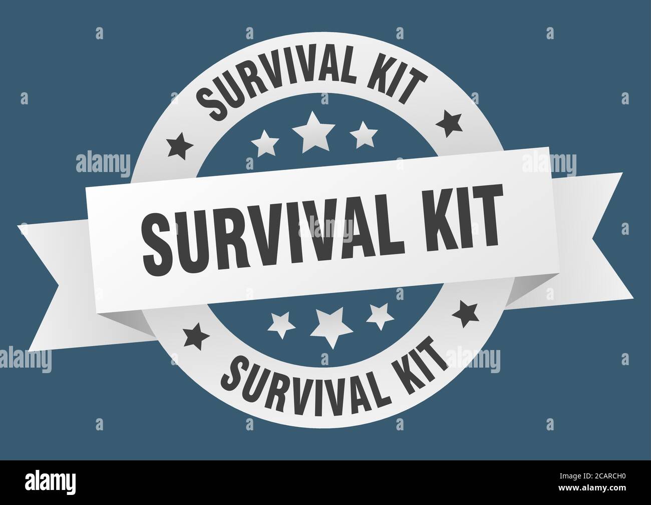 survival kit round ribbon isolated label. survival kit sign Stock