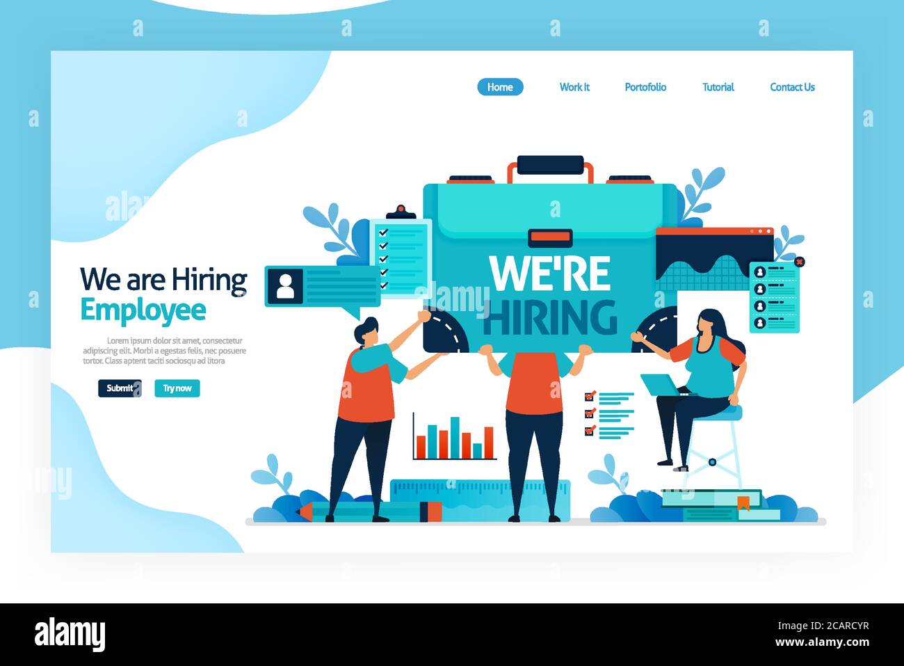 Landing page of we are hiring employees. open vacancies for job 