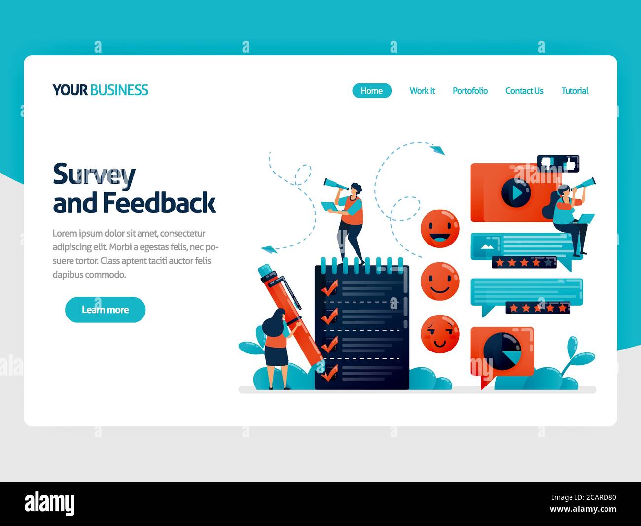 Fill out survey for feedback. Emoticon in comments. User ratings in services. Assessment to improve experience. Exam and questionnaire. Flat character Stock Vector