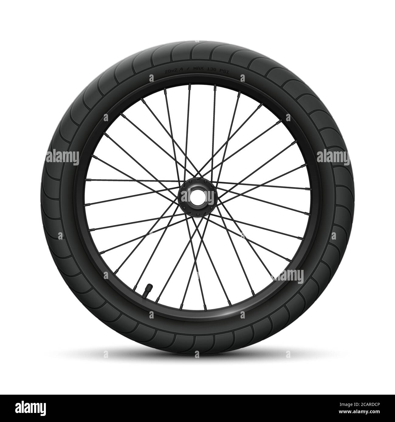 Black front wheel bicycle BMX. Sports tire with universal road tread