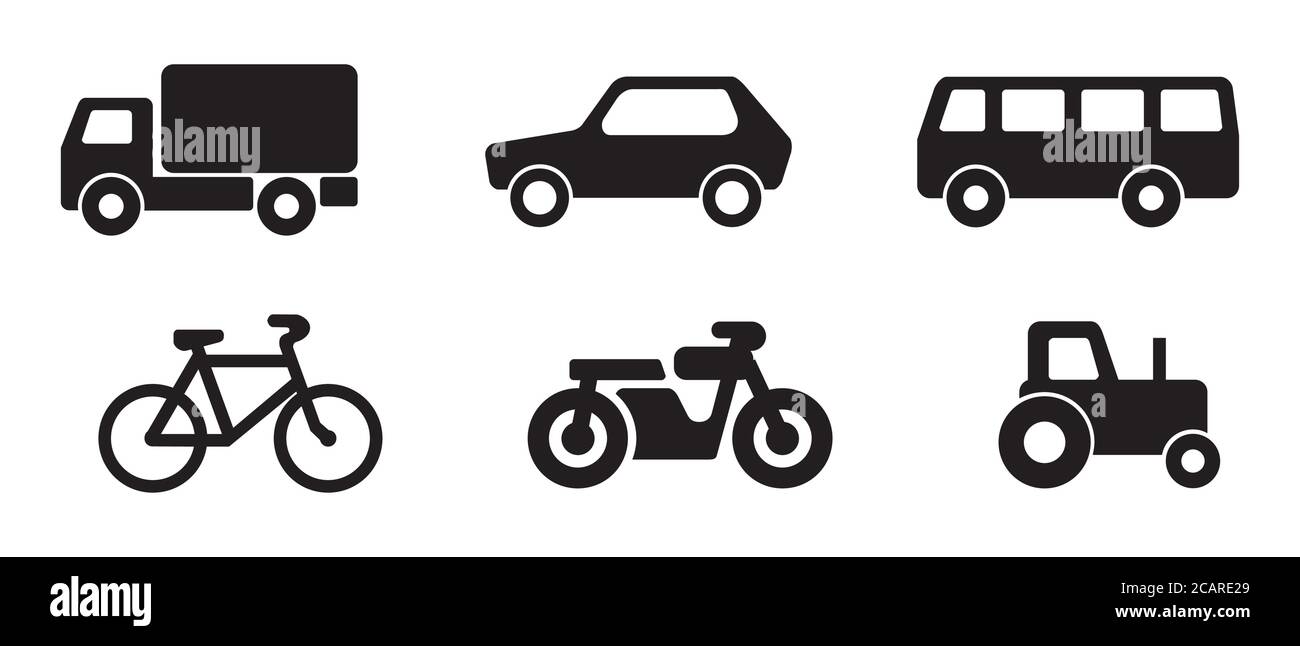 Transportation icons set. City transport simple minimalistic icons on ...