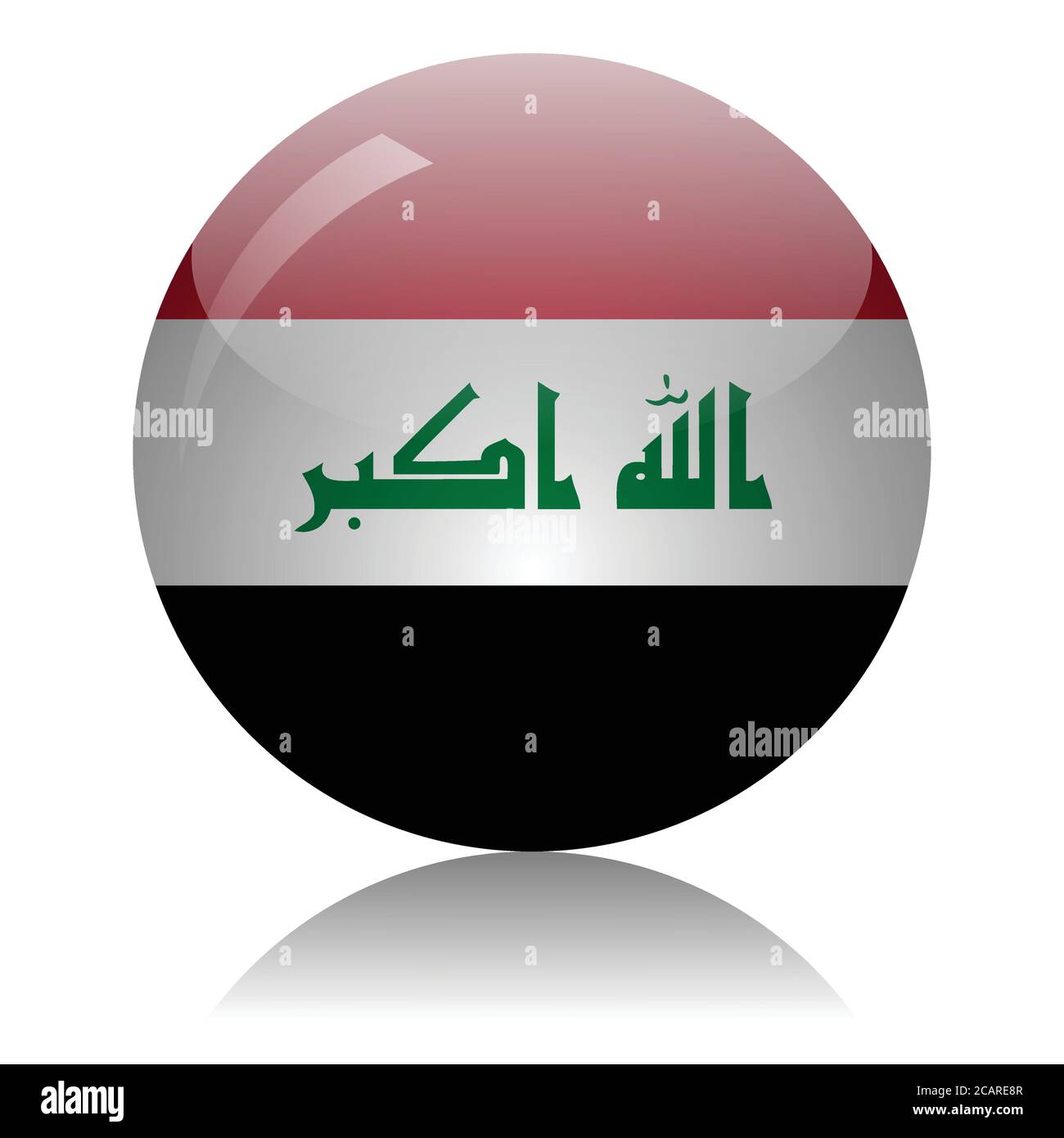 Iraqi flag glass ball on light mirror surface vector illustration Stock Vector