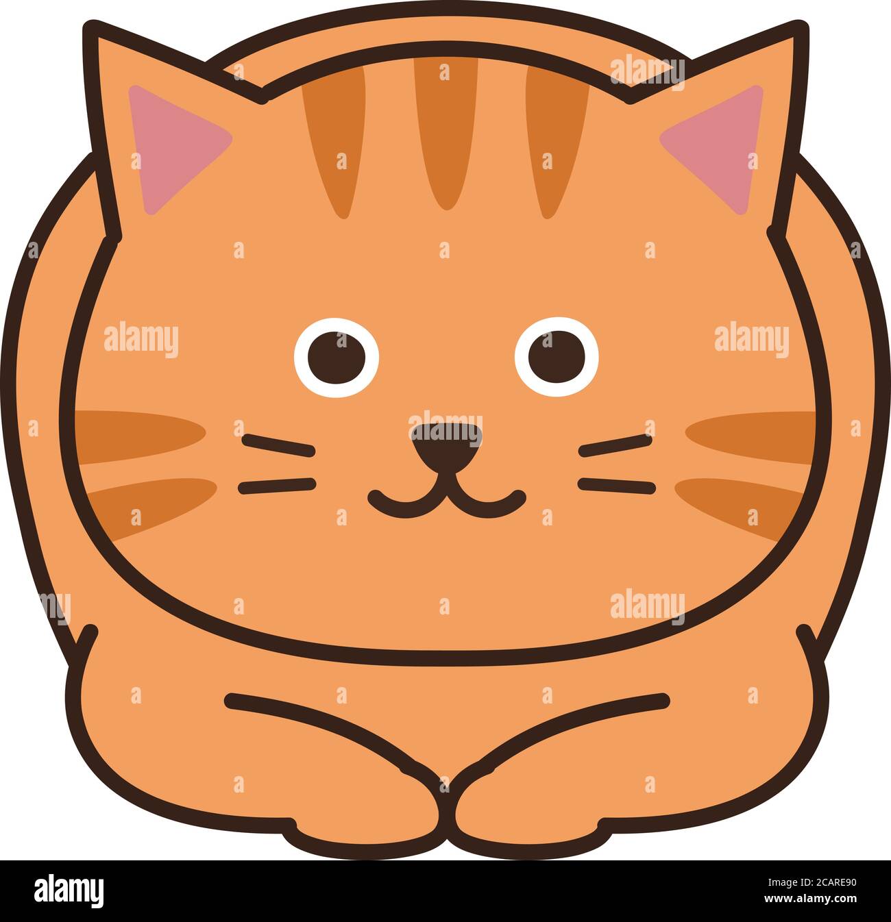 Tabby cat sits in a loaf. Vector illustration isolated on white