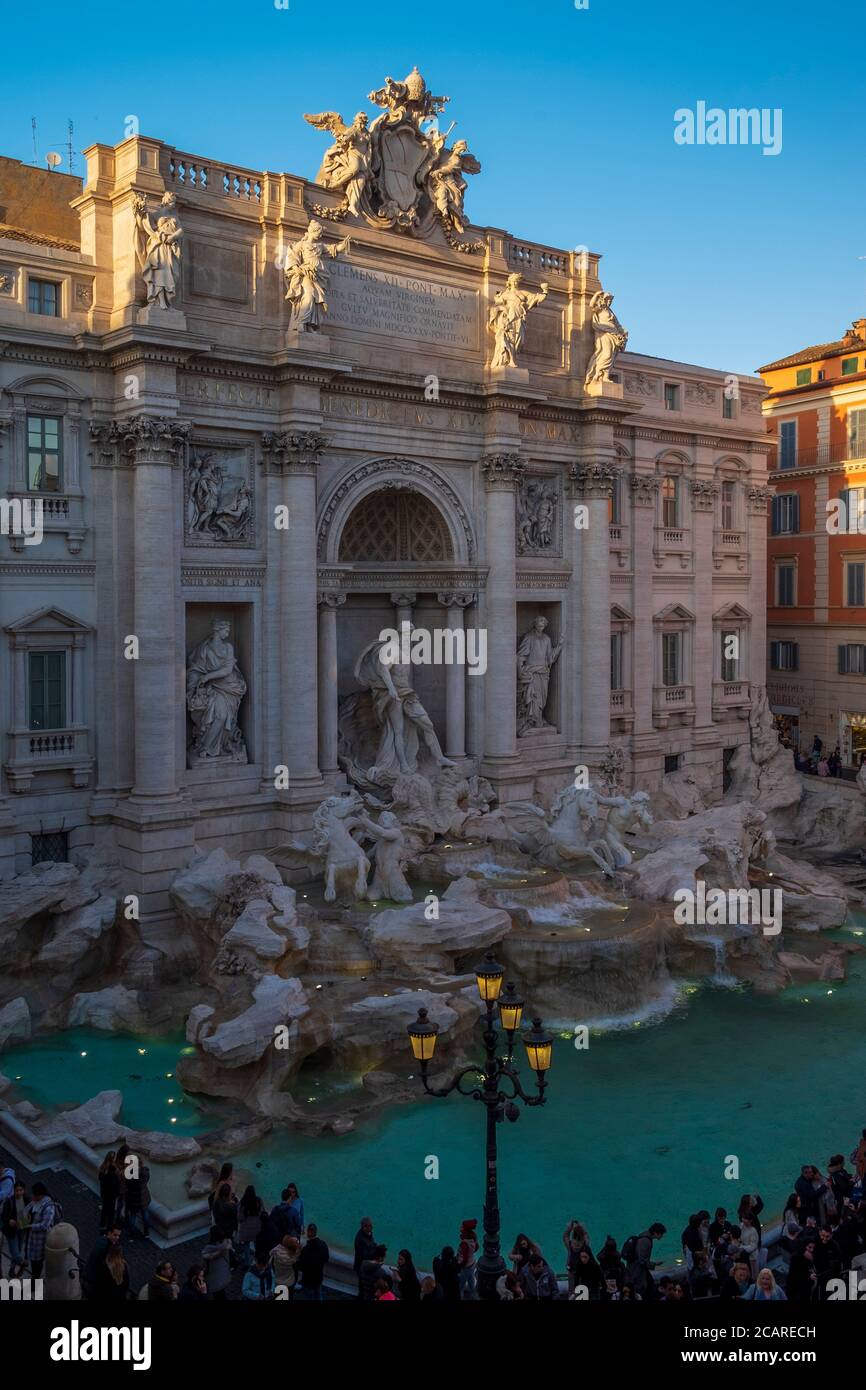 Trevi fountain. Empty Trevi fountain. Rome, Italy Stock Photo
