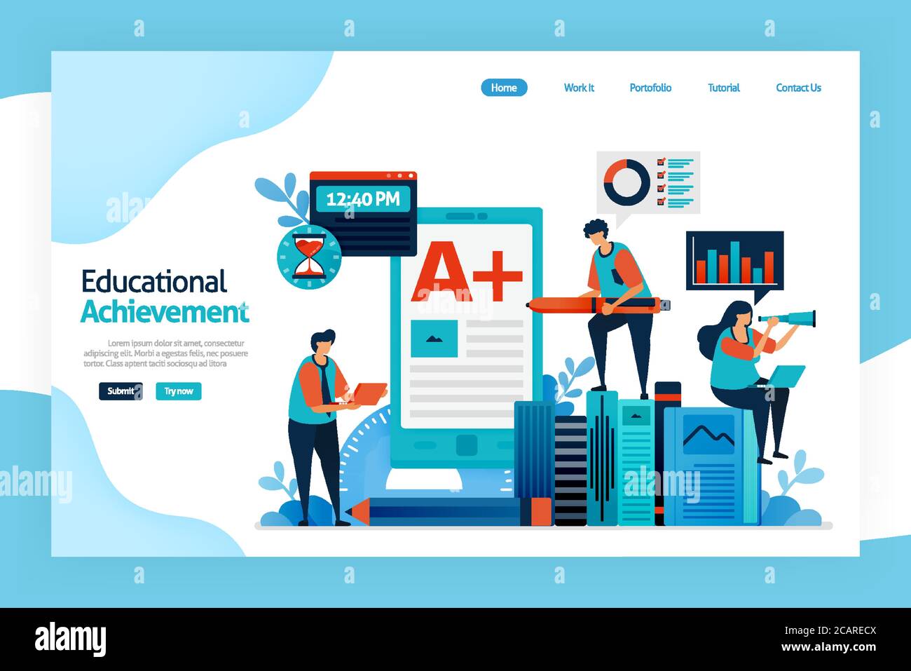 landing page of educational achievement. Academic performance, student