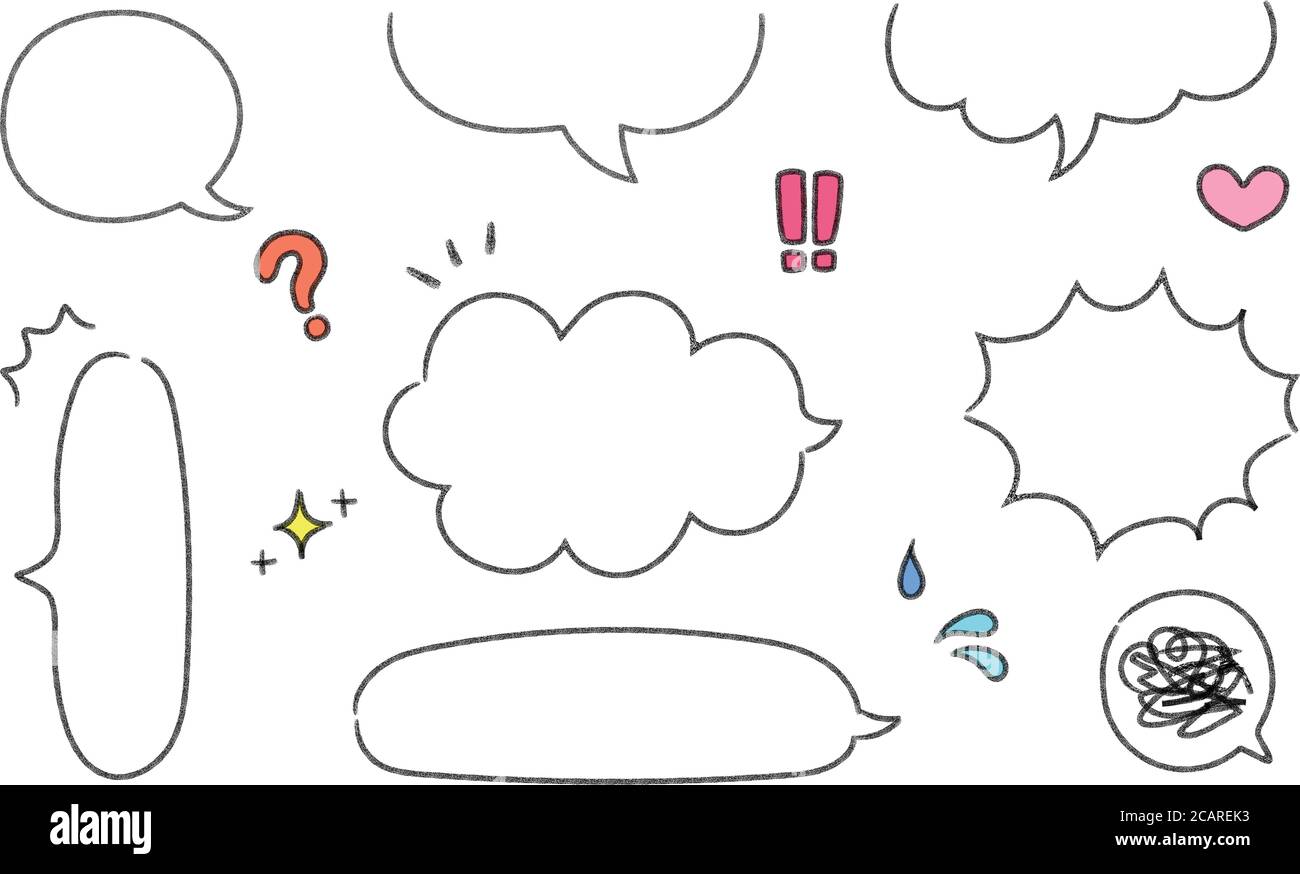 Hand drawn set of speech bubbles. Vector illustration isolated on white ...