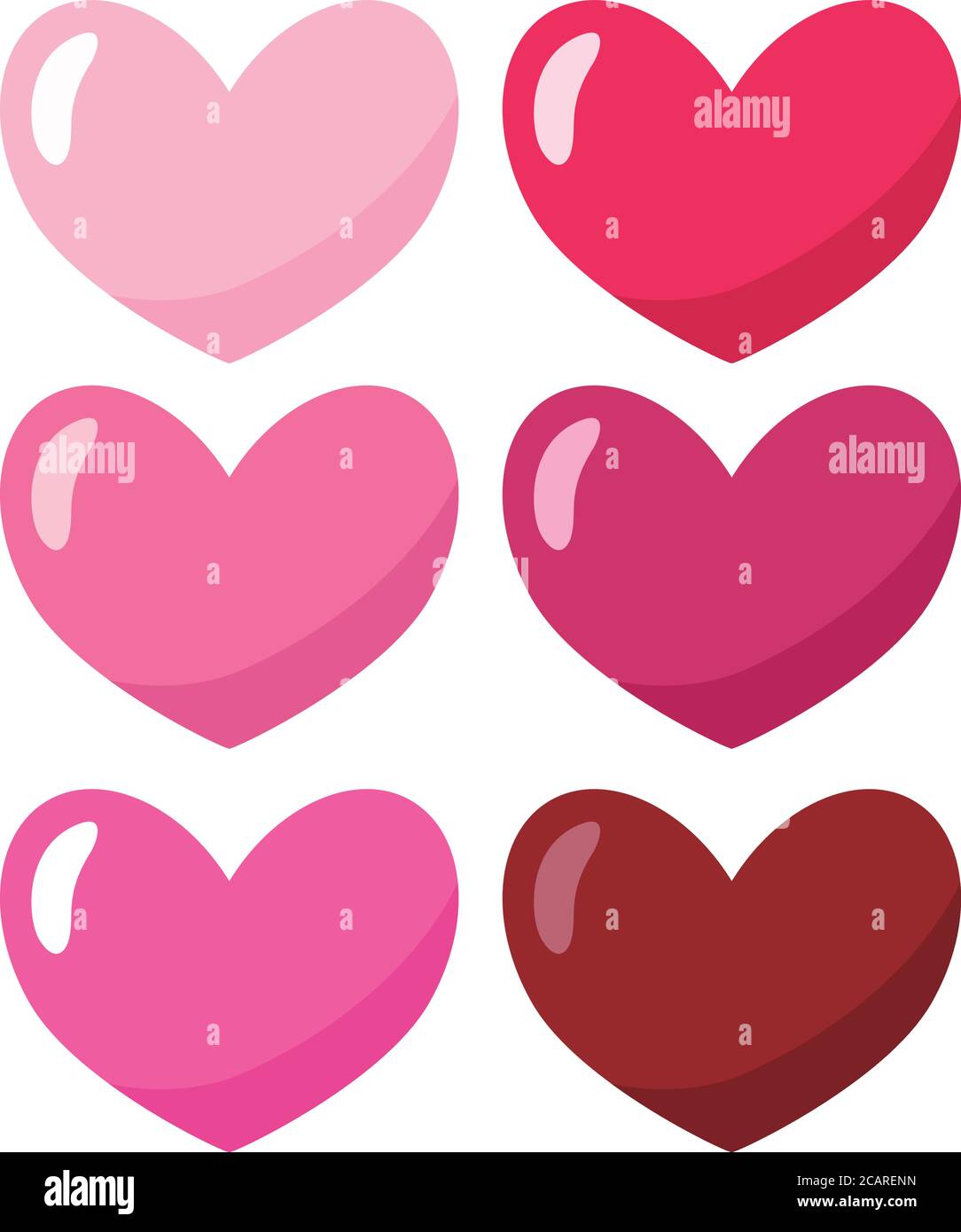 Collection of red heart icons. Vector illustration isolated on white ...