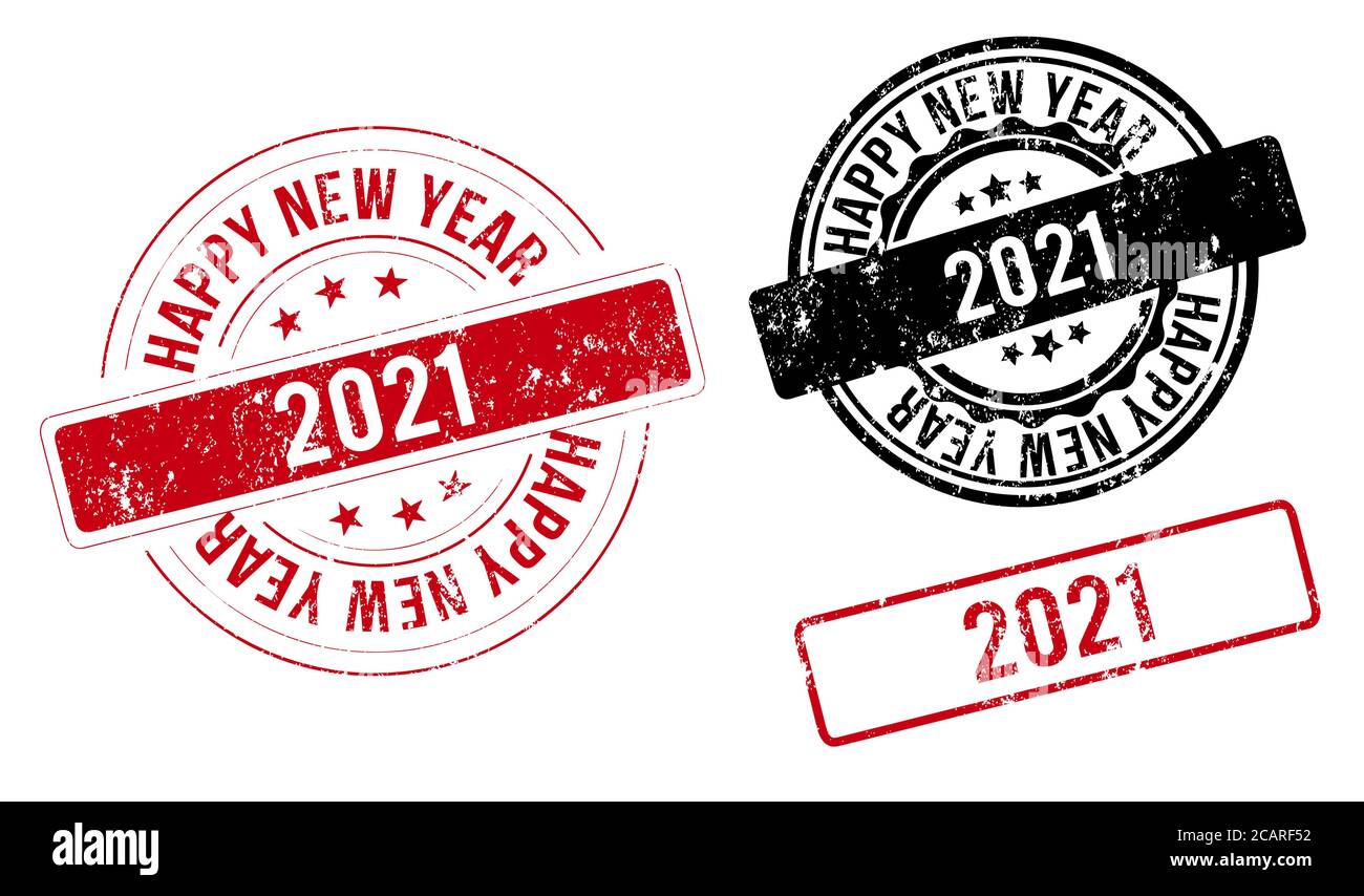 happy new year 2021 red stamp. new year 2021. two thousand and twenty Stock Vector