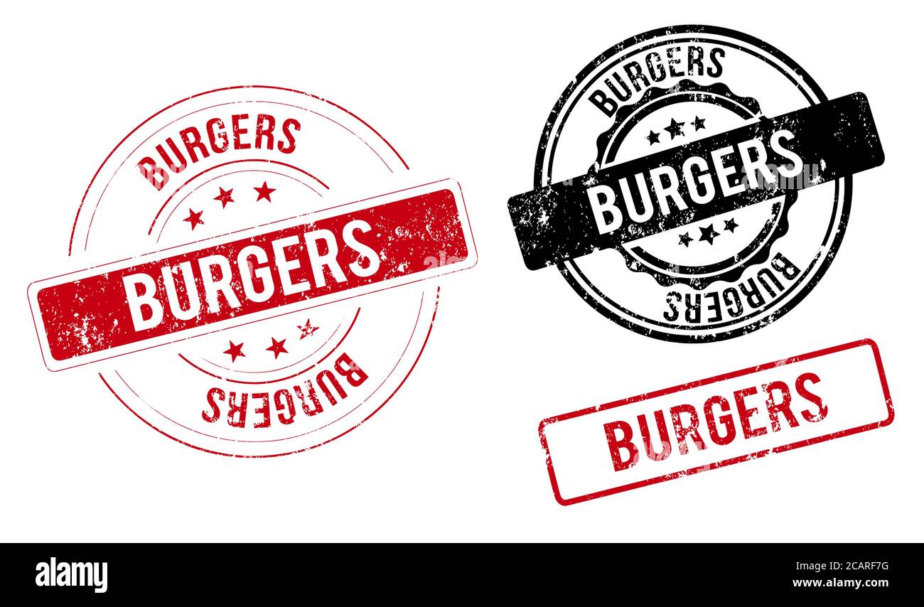 burgers stamp. burgers round grunge sign. label Stock Vector