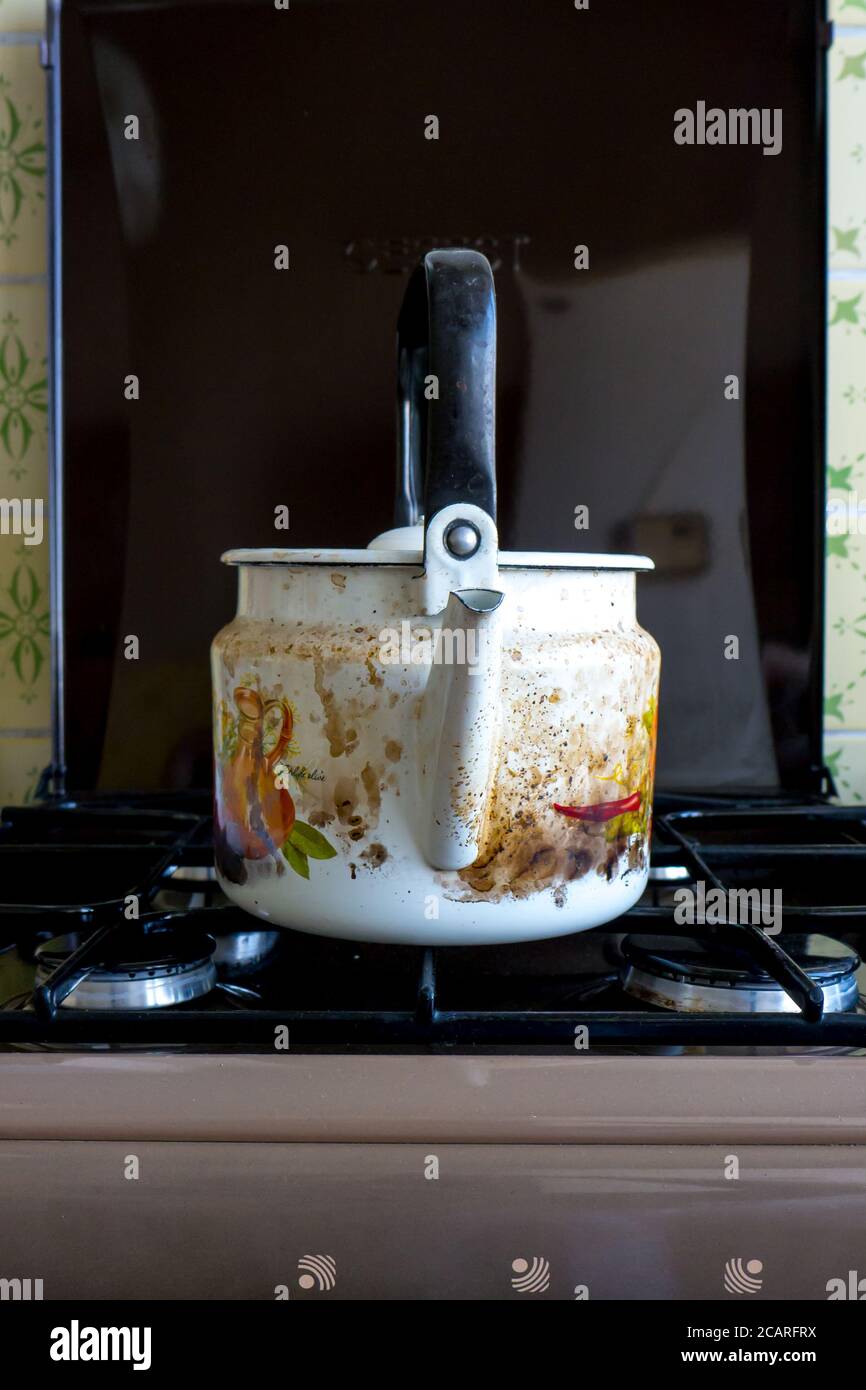 Burnt White teapot Stock Photo Alamy