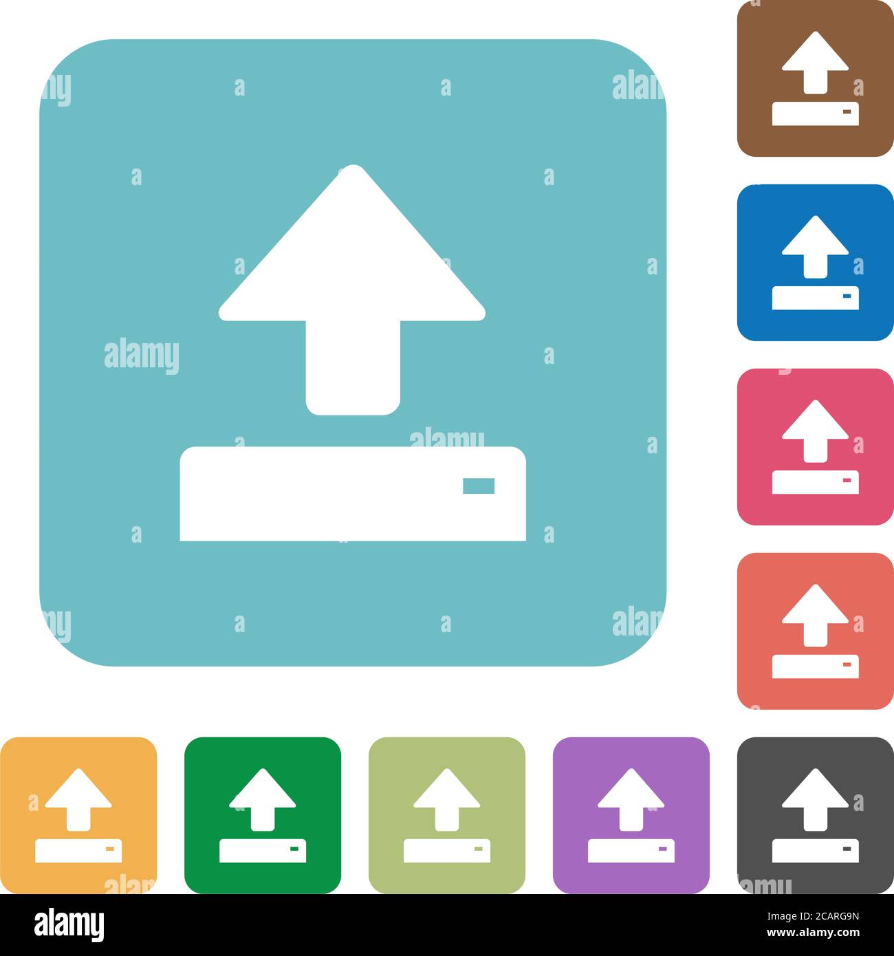 Open white flat icons on color rounded square backgrounds Stock Vector ...