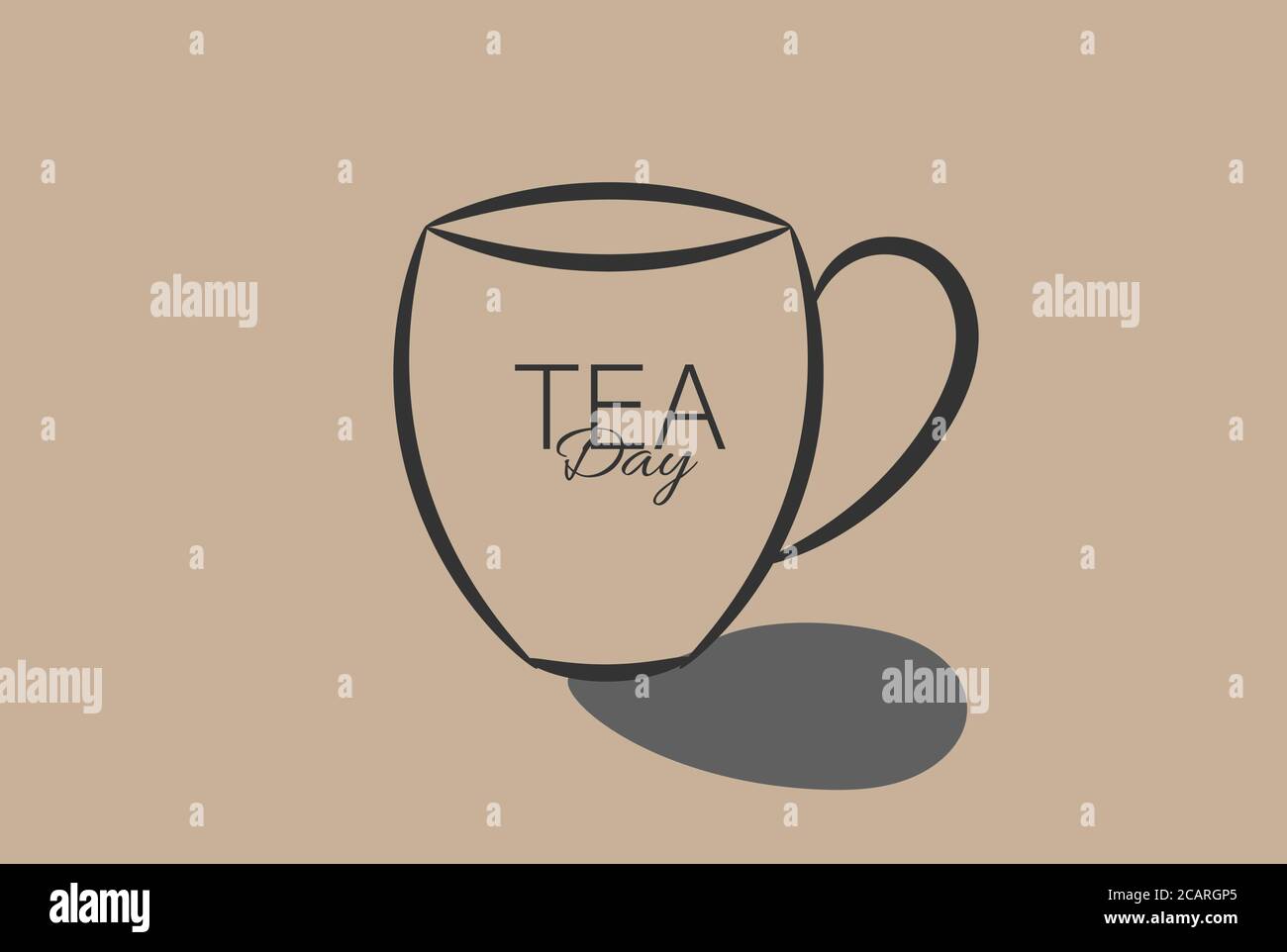 Tea day concept by simple single line work. Vector Illustration. Stock Vector