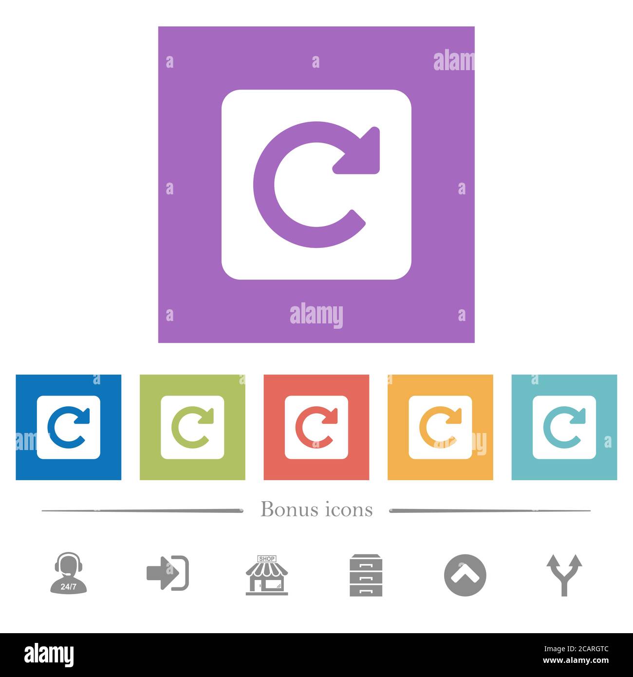 Rotate right flat white icons in square backgrounds. 6 bonus icons ...