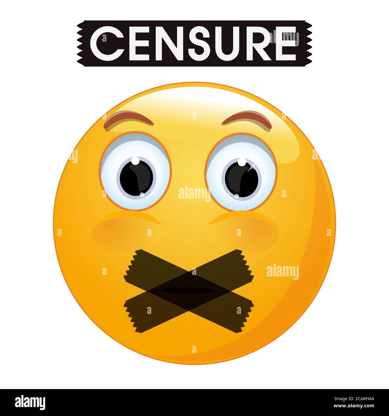 Emoticon face with a mouth taped up Stock Vector