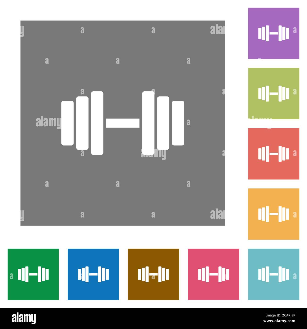 Gym flat icons on simple color square backgrounds Stock Vector Image ...