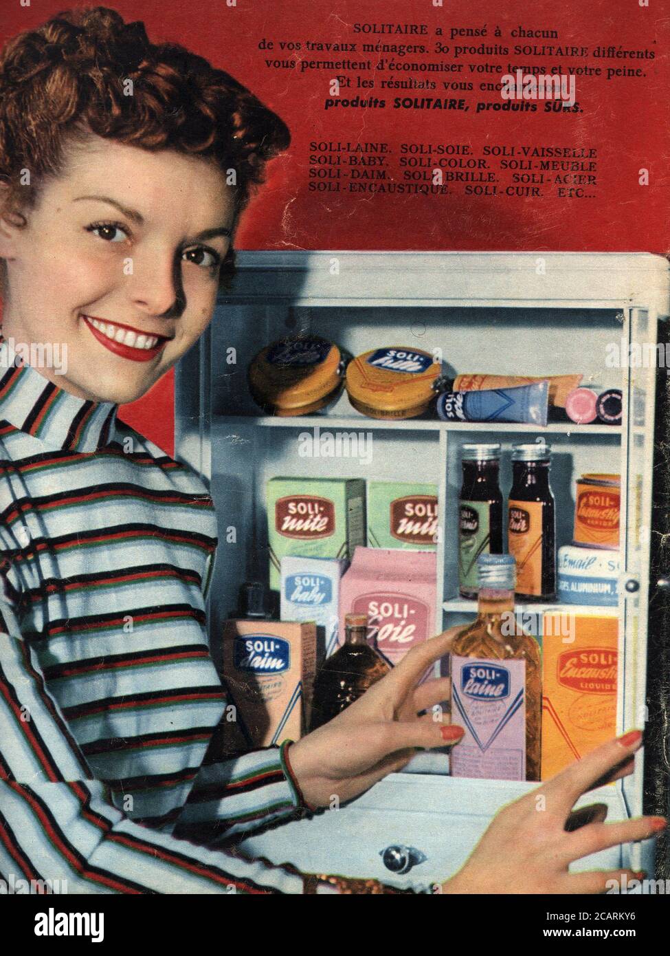 Publicite de presse produits Solitaire vers 1950 Stock Photo - Alamy