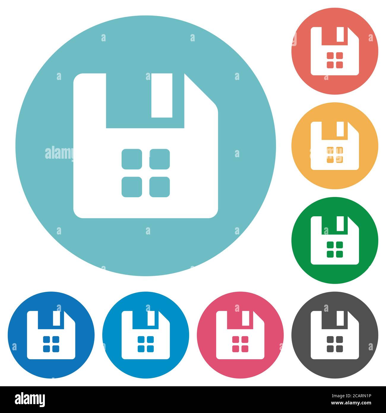 File components flat white icons on round color backgrounds Stock Vector