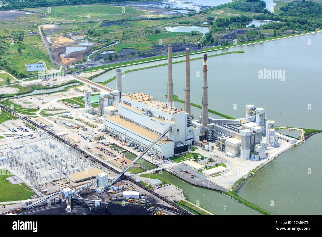 Aerial Photo of Coal Burning Electrical Power Plant Stock Photo Alamy