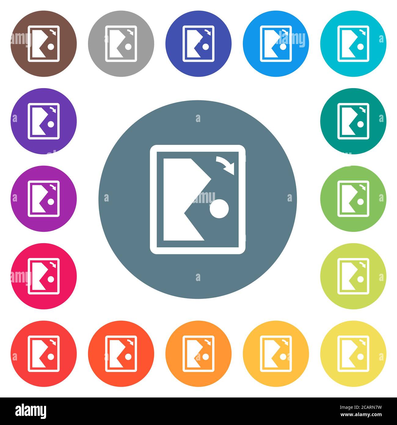 Rotate image right flat white icons on round color backgrounds. 17 ...