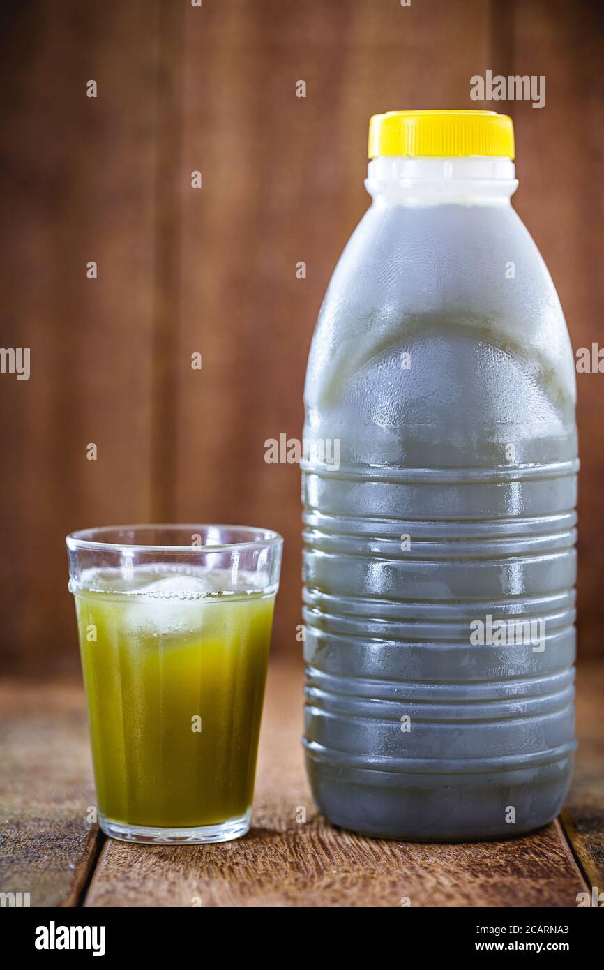 Cane juice or garapa, in plastic bottle. organic drink extracted from