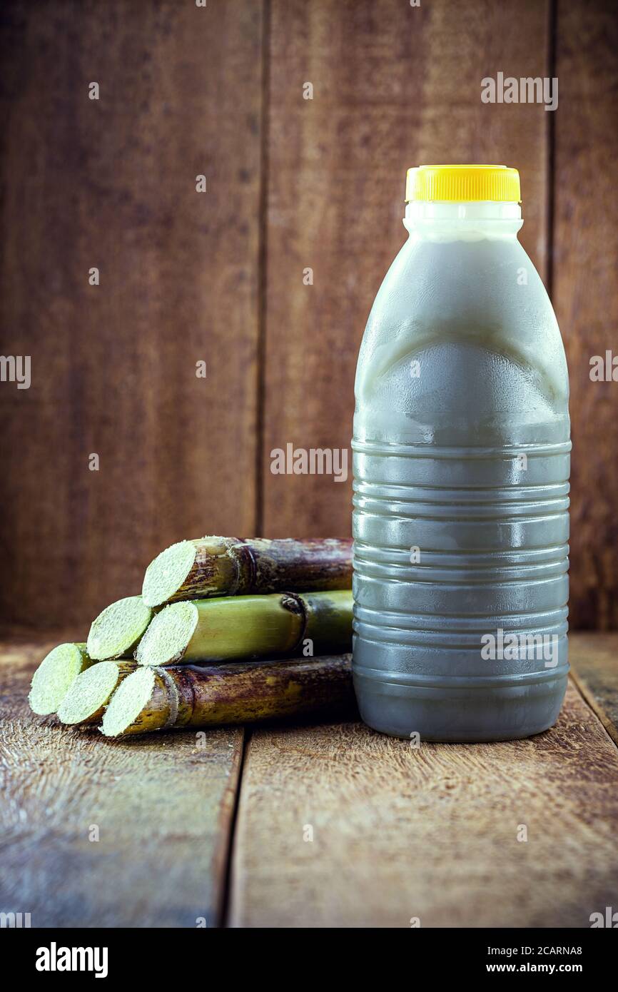 Cane juice or garapa, in plastic bottle. organic drink extracted from